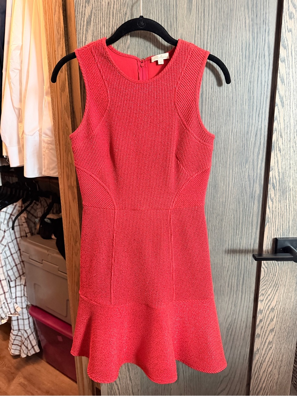 Shoshanna Sleeveless Coral-Red Knit Fit & Flare Dress